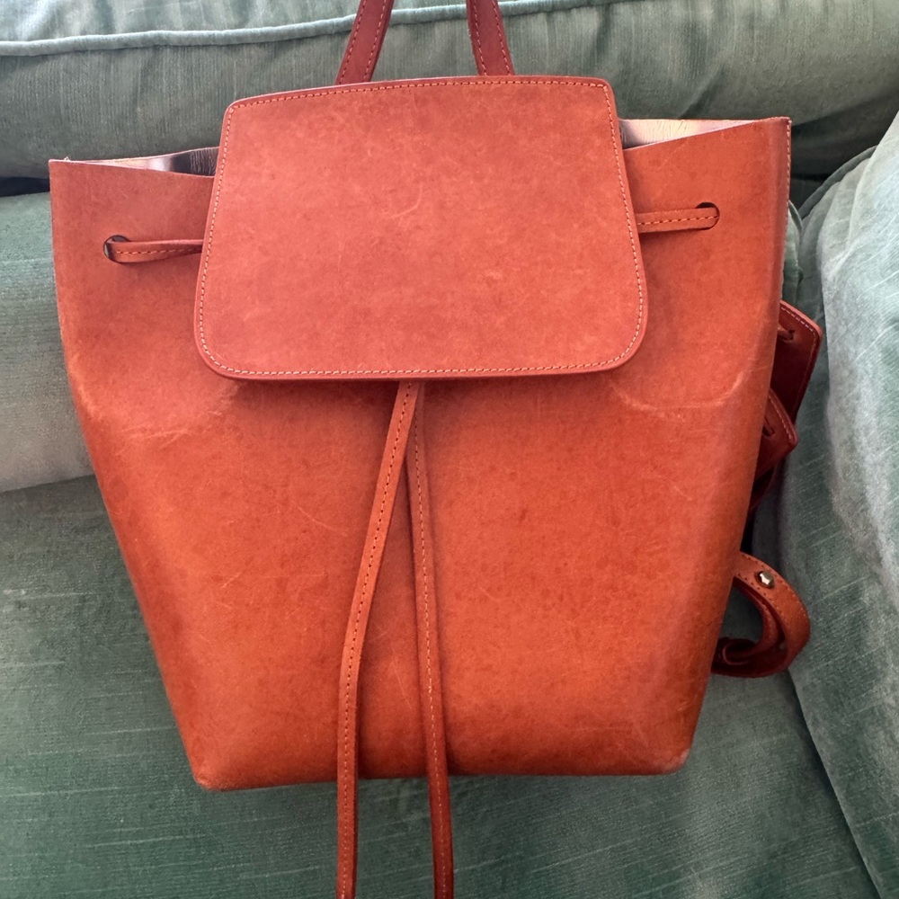 Mansur Garvriel Cammello/Argento Mini Backpack